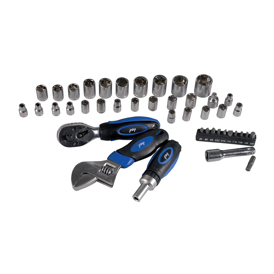 Juego combinado de herramienta 45 piezas, con estuche plástico Foy