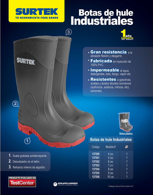 Botas de seguridad de PVC industriales #28 cm Surtek
