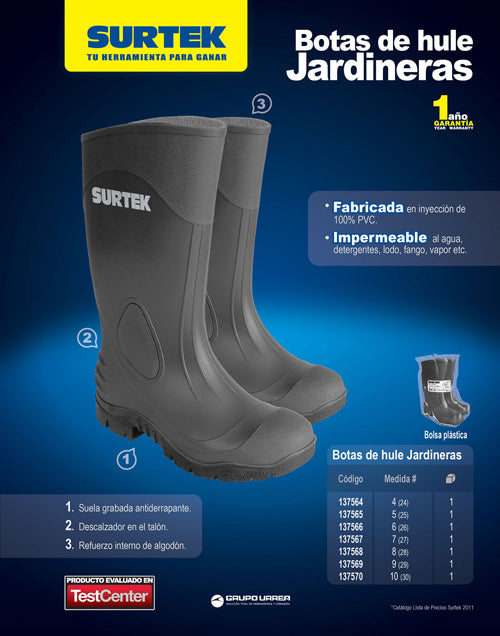 Botas plásticas jardineras #27 cm Surtek