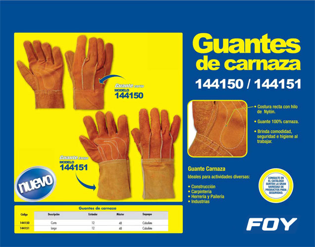 Guantes de carnaza puño largo unitalla Foy