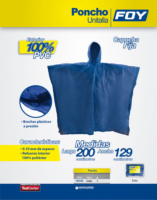Poncho impermeable sin reflejante unitalla Foy