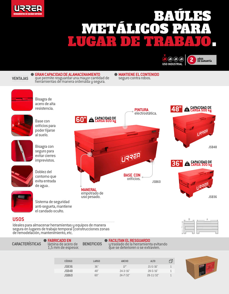 Baúl metálico para lugar de trabajo 48" Urrea