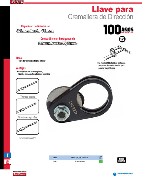 Llave para la cremallera de dirección Urrea