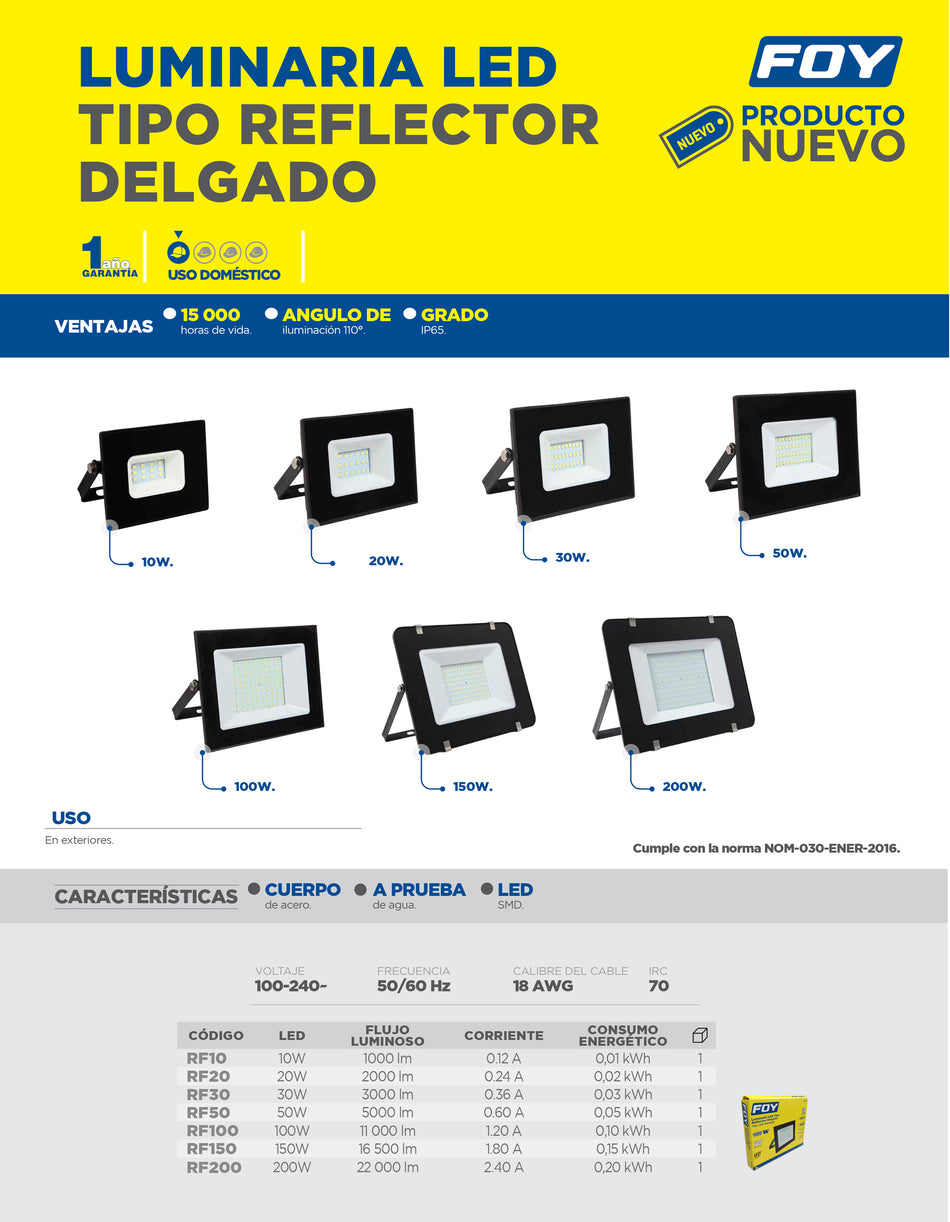 Reflector de LED SMD delgado 20 W de 2,000 lm Foy