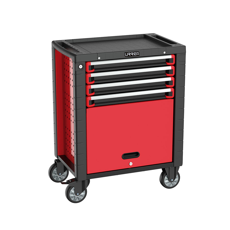 Gabinete móvil 4 gavetas color rojo y negro serie HD 28" Urrea