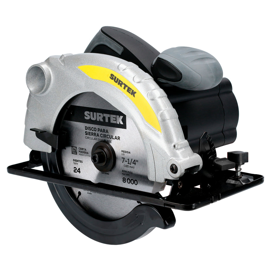 Sierra circular 7-1/4" 1,200 W 120 V, 0 - 4,500 RPM Surtek